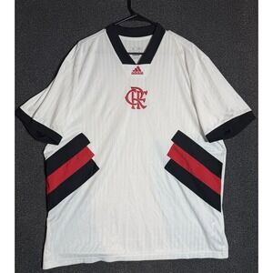 Mens Adidas Loose Fit CR Flamengo White Football Icon Jersey Size XL